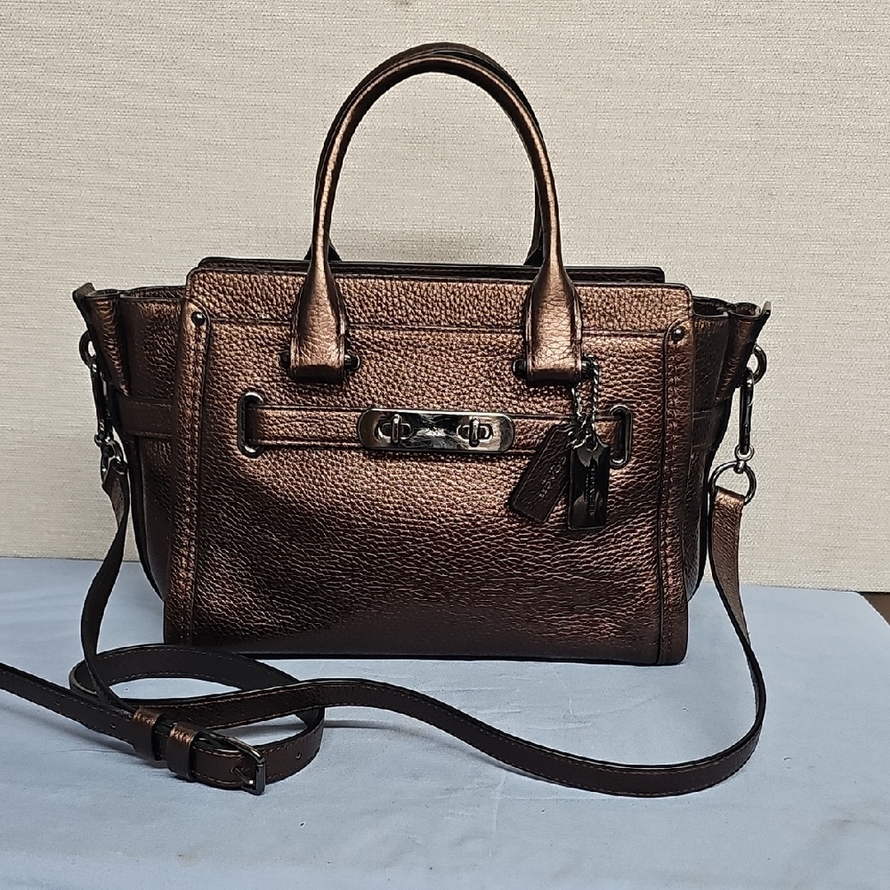 Coach Metallic Bronze Leather Satchel